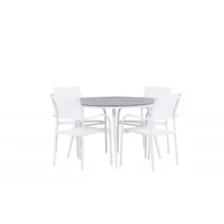 Break, Santorini Rundt Spisebordssæt - Grå,Hvid