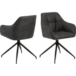 Brenda spisebordsstol med armlæn grå stof