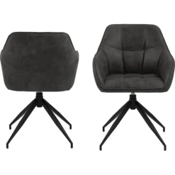 Brenda spisebordsstol med armlæn grå stof