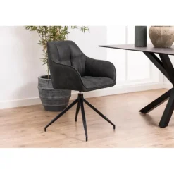 Brenda spisebordsstol med armlæn grå stof