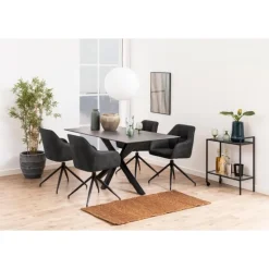 Brenda spisebordsstol med armlæn grå stof