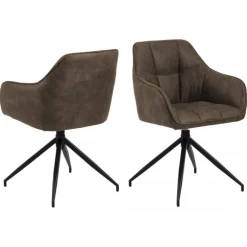 Brenda spisebordsstol med armlæn brun stof