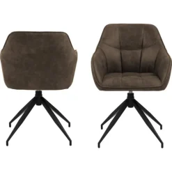 Brenda spisebordsstol med armlæn brun stof