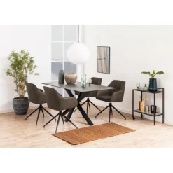 Brenda spisebordsstol med armlæn brun stof