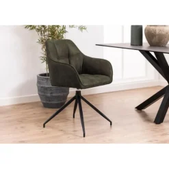 Brenda spisebordsstol med armlæn grøn stof