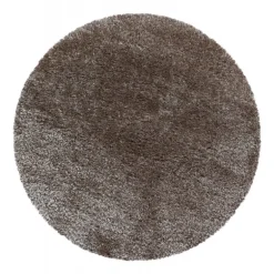 Brilliant Rund Shaggy tæppe Ensfarvet - Brun