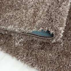 Brilliant Rund Shaggy tæppe Ensfarvet - Brun