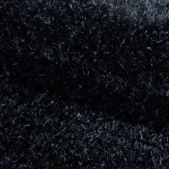 Brilliant Rund Shaggy tæppe Ensfarvet - Sort