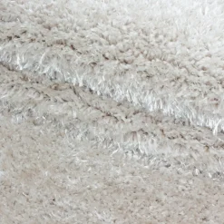 Brilliant Rund Shaggy tæppe Ensfarvet - Natur