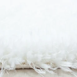 Brilliant Rund Shaggy tæppe Ensfarvet - Sne