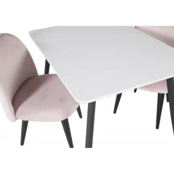 Børne Spisebordssæt Polar 60 x 80 cn med 2 Spisebordsstole i Rosa Velour