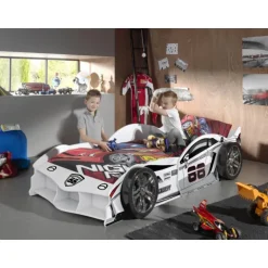 Børneseng bil 90 x 200 cm – hvid CARBEDS