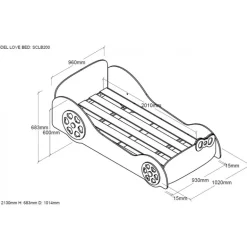 Børneseng bil 90 x 200 cm – lyserød LOVE CAR