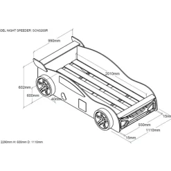 Børneseng bil 90 x 200 cm – rød Night Speeder