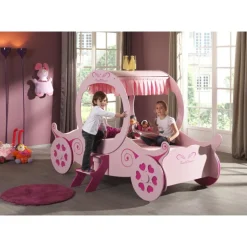 Børneseng bil/karret 90 × 200 cm – lyserød