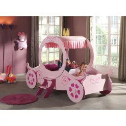 Børneseng bil/karret 90 × 200 cm – lyserød