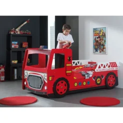 Børneseng brandbil 90 × 200 cm – rød