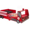Børneseng brandbil 70 x 140 cm – rød MDF med LED