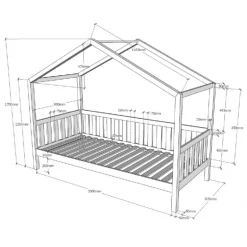 Børneseng hus – Dallas (90 × 200 cm) natur