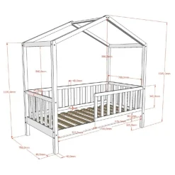 Børneseng husform – Dallas juniorseng 70 × 140 cm, antracit