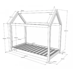 Børneseng husform 70 x 140 cm – Cabane, hvid