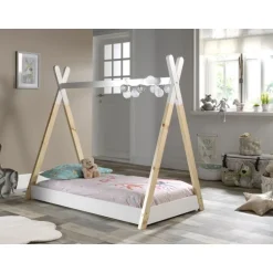 Børneseng tipi 70 x 140 cm – natur/hvid