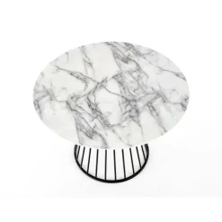 BRODWAY bord, - top - Hvid marmor, ben - Sort