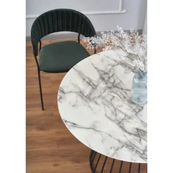 BRODWAY bord, - top - Hvid marmor, ben - Sort