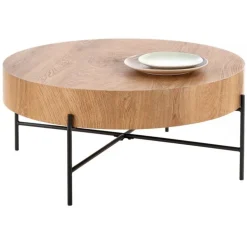 BROKLYN Rund sofabord Ø80 cm Natur eg / Sort