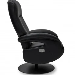 Bull lænestol med 2 motor og indbygget skammel - Sort læder