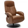 Bull lænestol med 2 motor og indbygget skammel - Cognac læder