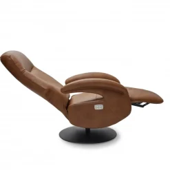 Bull lænestol med 2 motor og indbygget skammel - Cognac læder