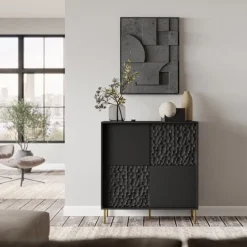 BULLET KM-2 kommode, Sort/guld