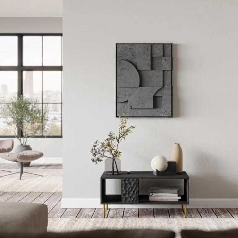 BULLET LAW-1 sofabord, Sort/guld