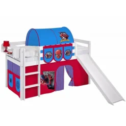 Bumle halvhøj seng m. rutsch og forhæng - Spiderman