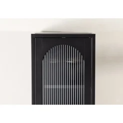 Cali Vitrineskab 37 x 180 cm med 1 låge og 4 hylder - glas og sort stål