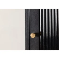 Cali Vitrineskab 37 x 180 cm med 1 låge og 4 hylder - glas og sort stål