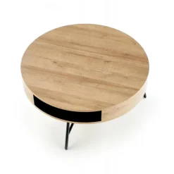 CAMILA sofabord Ø80 cm - Gylden eg / Sort