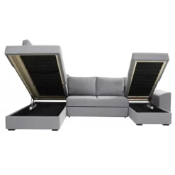 Canape U-Sovesofa højrevendt - Lysegrå Inari 91