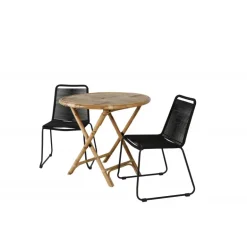 Cane Rundt Loungesæt - Havemøbelsæt - Sort,Natur