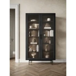 CASØ GALA Vitrine Høj 112x195cm massiv ask / sortbejdset