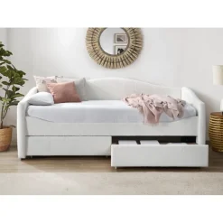 CAYDENCE 90x200cm seng, Creme- med skuffe til Opbevaring