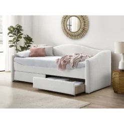 CAYDENCE 90x200cm seng, Creme- med skuffe til Opbevaring