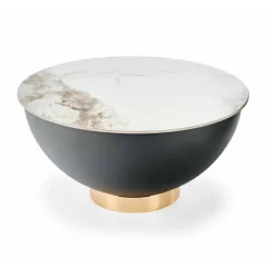 CECILIA sofabord, marmor / Grå / guld