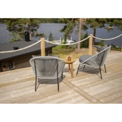 Chania Rundt Loungesæt - Havemøbelsæt - Grå,Natur