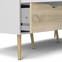 Charlie klædeskab 147 cm 3 låger + 3 skuffer - Hvid/Eg