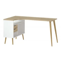 Charlie skrivebord m. 2 skuffer - Hvid/Eg