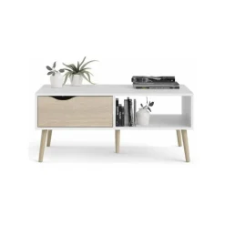 Charlie sofabord - Hvid/Eg