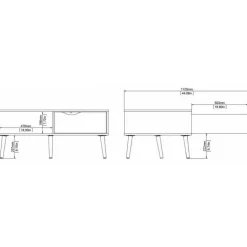Charlie sofabord - Hvid/Eg