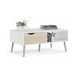 Charlie sofabord - Hvid/Eg